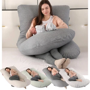 J Shaped Pregnancy Pillows Full Body Maternity Pillow Support for Back BellyLegs - Picture 1 of 43