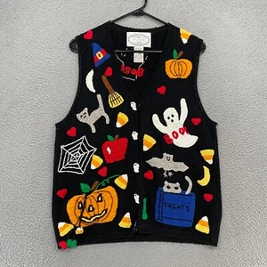 Vintage Eagles Eye Sweater Vest Womens Large Halloween 90s Cottagecore Spooky 3D - Picture 1 of 10