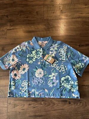 The Nike Polo Golf Women Floral Print Shirt Logo Crop Loose Dri-FIT Size XL New - Image 1 of 4
