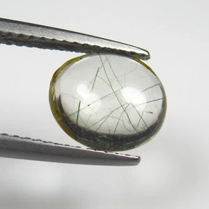 2.44 Ct ~ 1$ No Reserve Auction Natural Green Lined Rutile Quartz Oval Cabochon - Picture 1 of 2