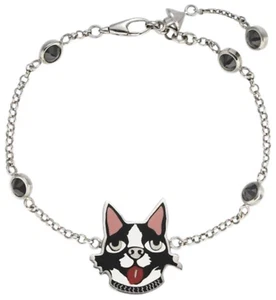 NIB Gucci Sterling Silver Bosco & Orso Boston Terrier Dog Chain Bracelet 18 $750 - Picture 1 of 12