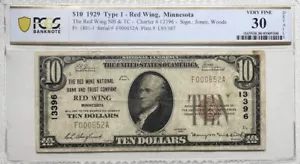 RED WING, Minnesota National Bank #13396 - $10 Dollars 1929 - PCGS Very Fine 30 - Picture 1 of 2