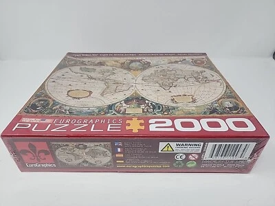 EuroGraphics 2000 Piece Jigsaw Puzzle Antique World Map Vintage Globe 26"x39" - Image 1 of 4