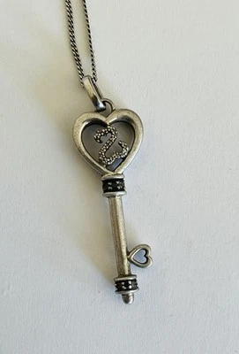 Jane Seymour JWBR Sterling Silver 925 Diamond Open Key To My Heart Necklace 18" - Image 1 of 4