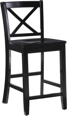 Linon Home Dcor Black X Back Counter Stool, 16" W x Height,  - Image 1 of 4