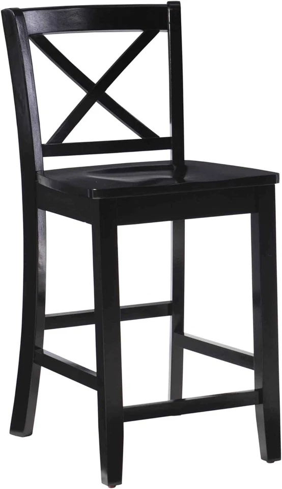 Linon Home Dcor Black X Back Counter Stool, 16" W x Height,  - Image 1 of 4