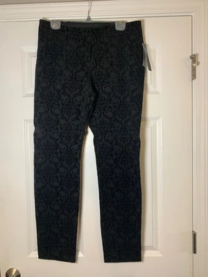 Alfani Pants Black Flocked Veiled Jewels Skinny Comfort Waist Size 12 NWT - Image 1 of 4