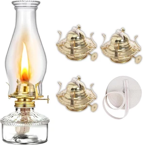 Pacify 4 Pack Oil Lamp Burner Brass Plated Oil Lamp Parts Including 9.4FT Cotton - Picture 1 of 12