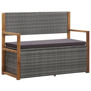 Cassapanca 110 cm in Polyrattan e Legno Massello Acacia Grigia - Foto 1 di 5