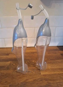 2 X Dolphin Shaped Kids Drinks Bottles With Straws. - Picture 1 of 1