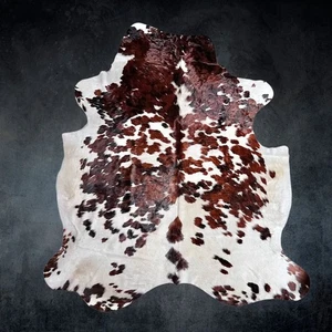 Alfombra de cuero de vaca tricolor extra grande tamaño 7,6 x 8,4 pies ---5255F - Imagen 1 de 5