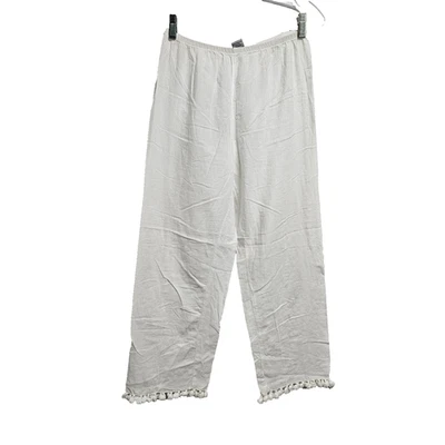 Dosa Tassel Women Pants Size 2 White Thin Woven Khadi Cotton - Image 1 of 4