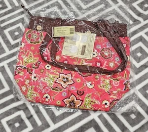 Longaberger Reversible Convertible Pretty in Pink/Brown Floral Tote Bag 3 in 1 - Picture 1 of 7