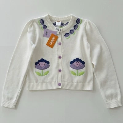 Gymboree Girls 7 Floral Embroidery Cardigan Sweater Lovely Lavender NWT Spring - Image 1 of 4
