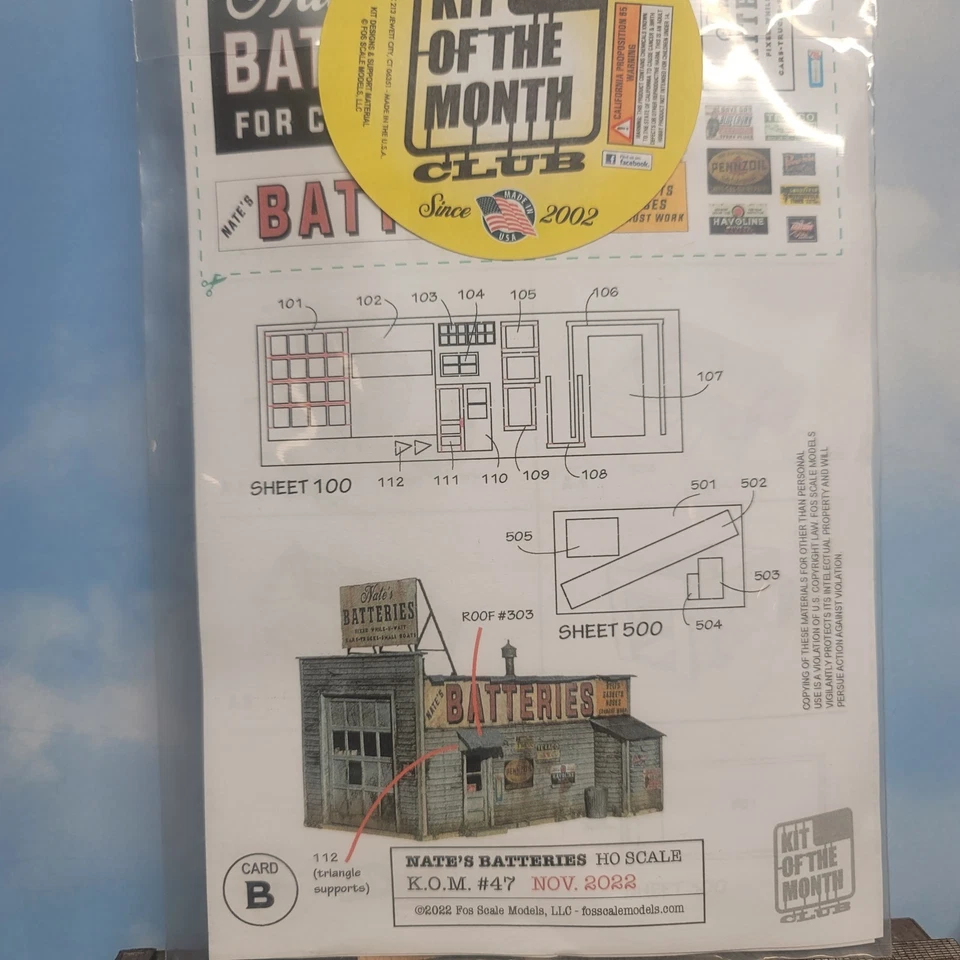  Fos Scale Models Nate's Batteries Ho Scale structure kit - Image 1 of 1