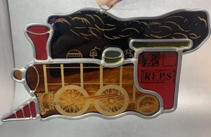 Vintage Train Locomotive Suncatcher Stained Glass HOMEMADE - Picture 1 of 16