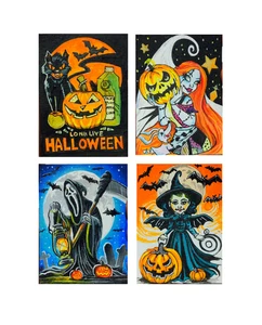 ACEO Original Halloween 4 Art Card Acrylic 100%Hand Painting Free Shipping - Picture 1 of 6