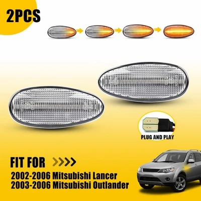 琥珀色动态 LED 侧挡泥板标记 适用于轻型三菱 Lancer Outlander 02-06 — 第 1/4 张图片