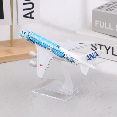 1 Set Air Japan ANA Airlines Airplane Model Blue Sea Turtle Airbus 380 A380  GF - Image 1 of 4