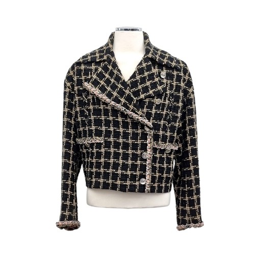 Giacca CHANEL tweed nero beige 40 P70537 137855126