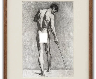 Pierre Adolphe Valette Vintage Hombre Desnudo Dibujo Antiguo Maestro Académico Foto 1 de 4