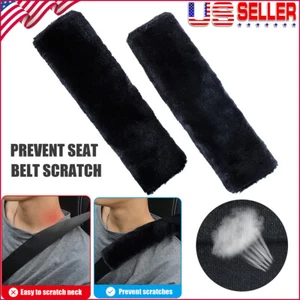 2pcs Car Auto Faux Sheepskin Seat Belt Cover Shoulder Strap Pad Cushion Headrest - Picture 1 of 12