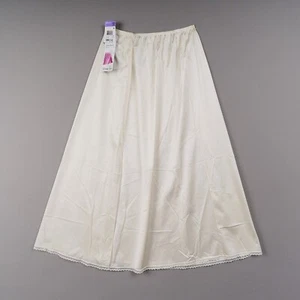 Vanity Fair Half Slip Womens M Ivory 32 Silky Nylon Lingerie Lace Long New - Picture 1 of 7