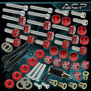 D-Series For Acura Cam Cap/6mm Cup/Header/M8 Hex Fender/Valve Washer+Bolt Red - Picture 1 of 6