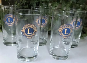 Vtg Lot 5 Lions Club International Logo Cocktail Glass Tumbler 10 oz 5.5" H NOS - Picture 1 of 7