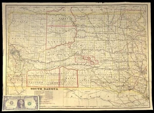 ca 1905 South Dakota Railroad Map Yankton & Western RR Wyoming & Missouri River - Picture 1 of 14