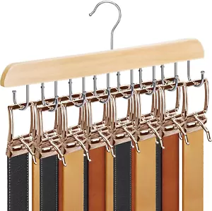 Gürtelaufhänger aus Holz mit 14 Haken, 360° drehbarer Schrank Organizer - Bild 1 von 12