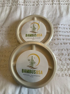 Bamboo biodegradable disposable plates 50 pack x (2) Bundle deal - Image 1 of 2