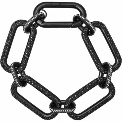 NEW MICHAEL KORS ICONIC BLACK TONE,CRYSTALS, IP CHAIN LINKS BRACELET MKJ6951 - Image 1 of 4