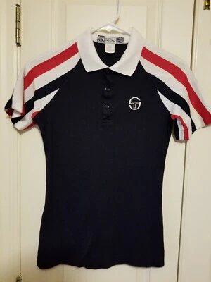 Polo Sergio Tacchini Mcenroe Blow en azul marino, blanco y rojo - Hecho en Italia Foto 1 de 4