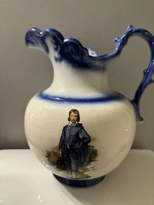 Rare ! Blue Boy and Pinkie Vintage Pitcher with Blue Outline colors. - Picture 1 of 5
