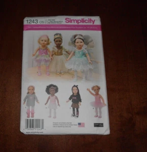 Simplicity 1243 18" Puppe Nähen Kleidung Muster American Girl Our Generation UC - Bild 1 von 1