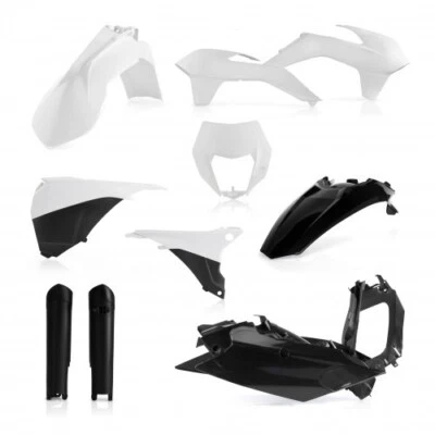 Set Plastique Carénage KTM EXC 125 200 250 300 350 450 2014 2015 Blanc Noir Full - Photo 1/3