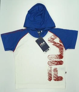 Bnwt Boy's Kid's Children's Genuine Fila Hooded T Shirt Age 4 Years White New - Picture 1 of 2