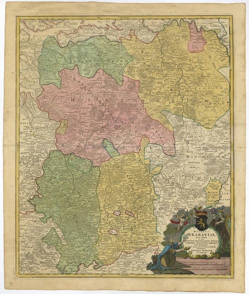 Mapa antiguo de Vlaams-Brabant por Homann Heirs (c.1720) Foto 1 de 1