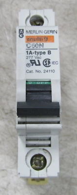 💥MERLIN GERIN MULTI9 C60N 1 AMP CIRCUIT BREAKER 1 POLE 277 VAC 24110 - Image 1 of 4