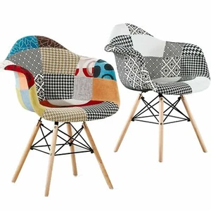 Moda TUB Patchwork Dining Armchair Chair Retro Vintage Modern Scandinavian Style - Picture 1 of 9