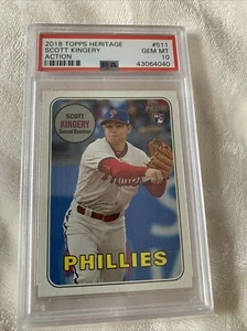 2018 Topps Heritage Scott Kingery Action #511 PSA 10 GEM MINT SP - Foto 1 di 2