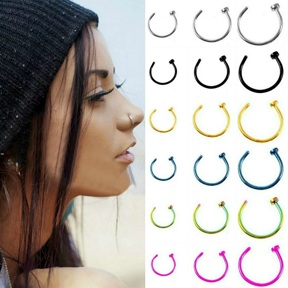 NASENRING SEPTUM RING NASENPIERCING NASE PIERCING HUFEISEN SILBER NASEN LIPPE - Bild 1 von 1