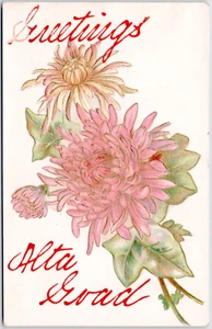 Vintage Postcard Greetings Alta Grad Good? c1910 Flowers Embossed Unposted - Picture 1 of 2