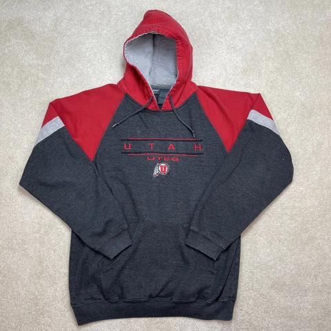 Utah Utes Sweatshirt Mens Medium NCAA Football Hoodie Pullover Spell Out Cover