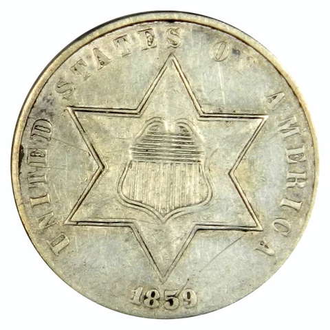 1859 THREE CENT SILVER ~  NICE 3 CENT AU ABOUT UNCIRCULATED! INV#3 Cover