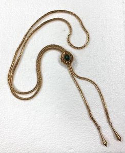 Vintage Sarah Coventry Western Cowgirl Bolo Lariat Faux Green Jade Necklace EXC! - Picture 1 of 5
