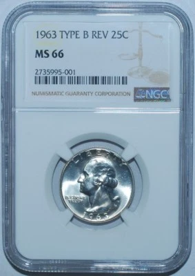 1963 NGC MS66 FS-901 Type B Reverse Washington Quarter - Image 1 of 3