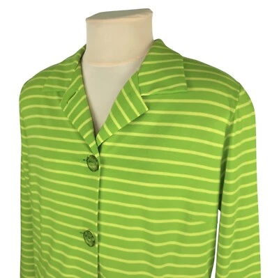 Marimekko Womens Green/Yellow Striped Cotton Blazer Size L - Image 1 of 4