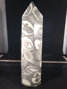 Marble Sea Shell Jasper Tower, 4 Pounds 13.5oz Root Chakra Grounding (Fossil) - Picture 1 of 11